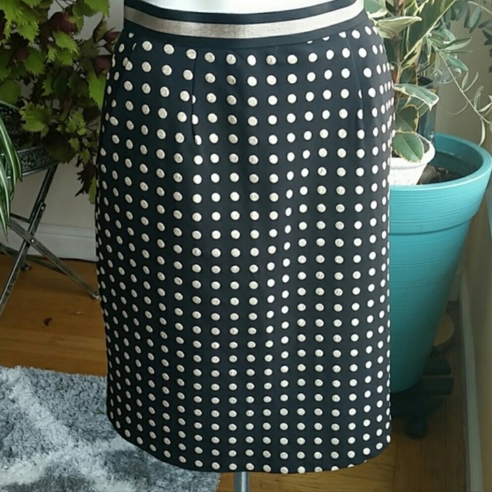 Anthropologie Weston Black and Gold Polka Dot Pencil Skirt Size Small - Picture 7 of 7